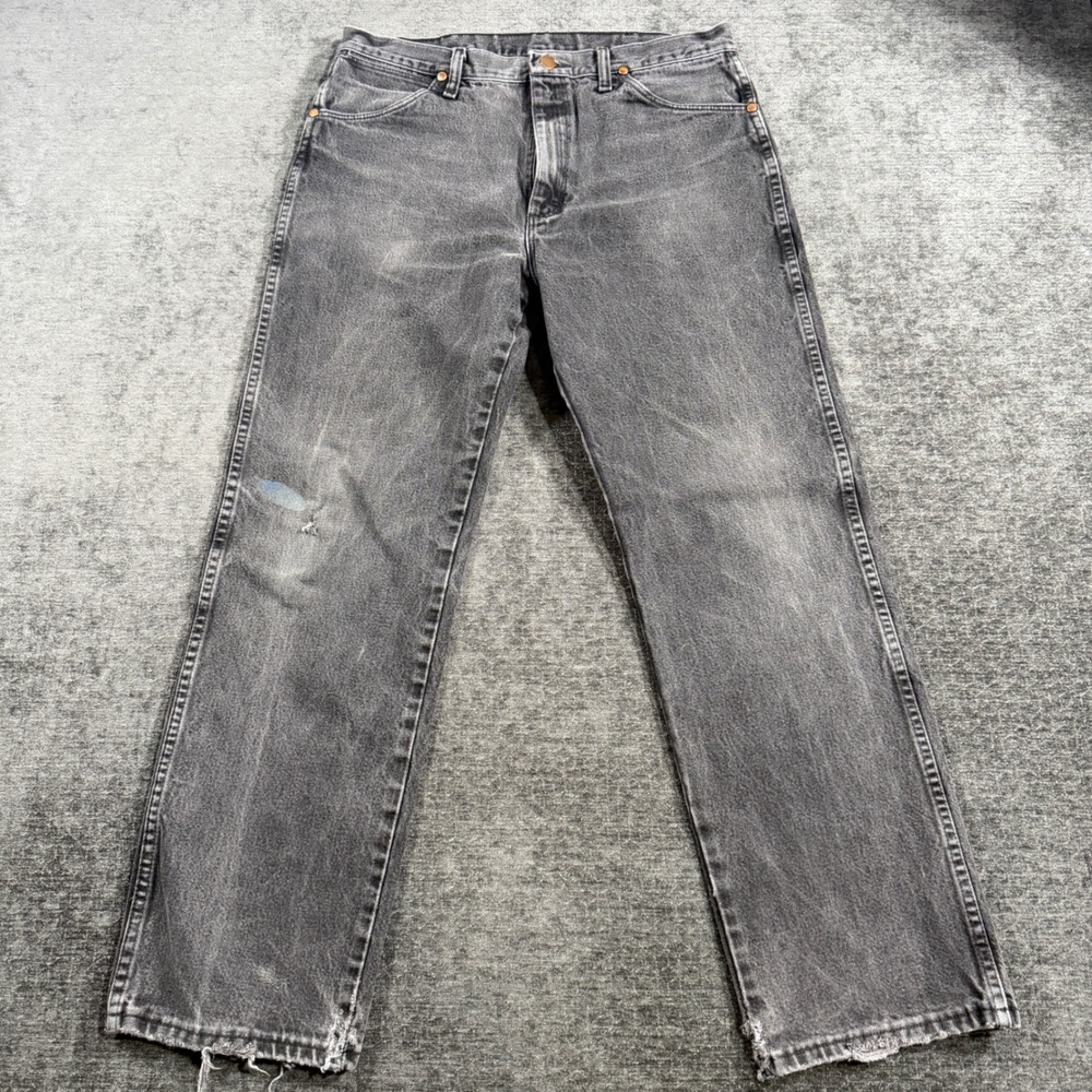 Wrangler 13MWZWK Cowboy Cut Jeans Faded Black Denim 34x32 Mens Western Straight